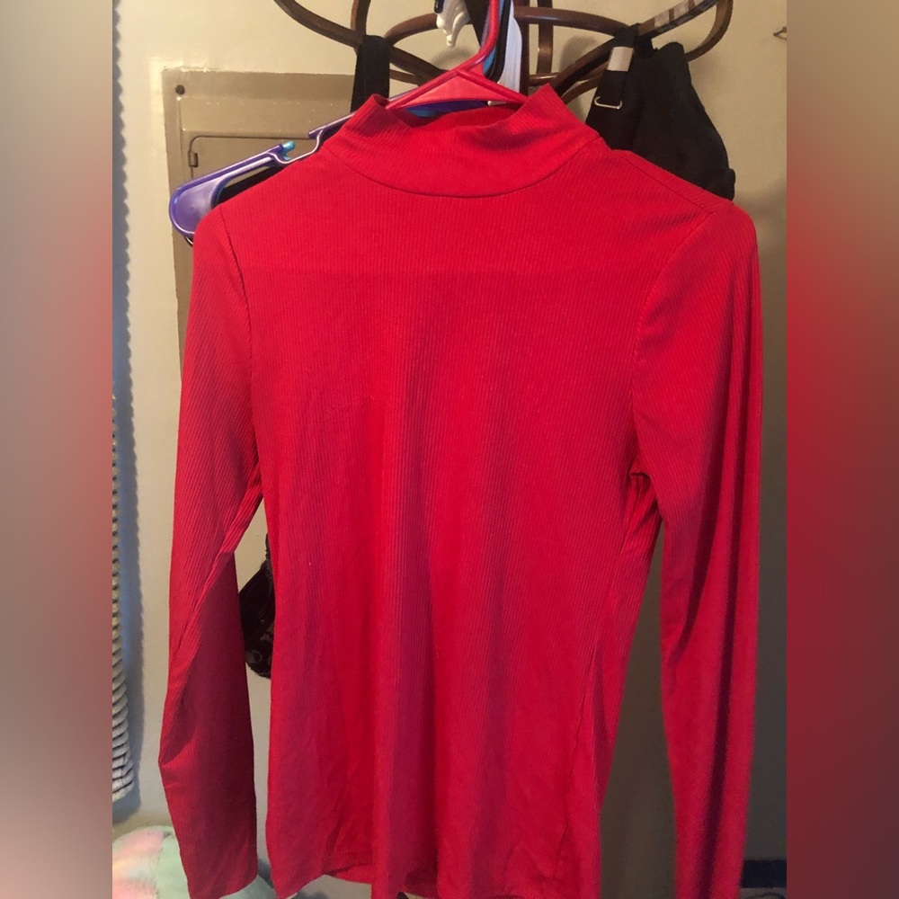 Red long sleeve turtle neck